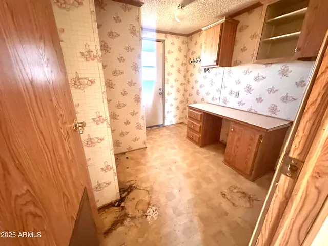 a view of a room with a window