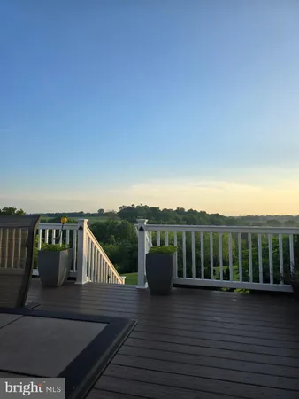 a terrace with a bench
