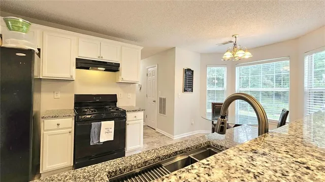 a kitchen with a stove a sink and a refrigerator