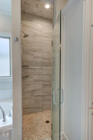 a bathroom with a shower