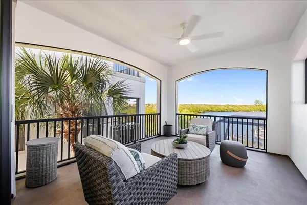 a view of a livingroom with furniture window and outside view