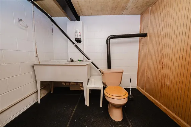 a bathroom with a toilet and a sink