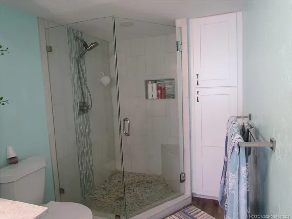 a bathroom with a shower