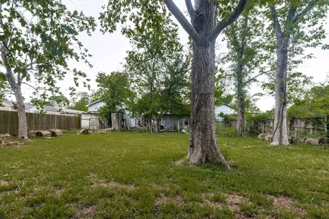 a backyard of a house with lots of green space