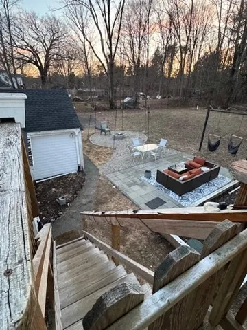 a hallway with cabinets