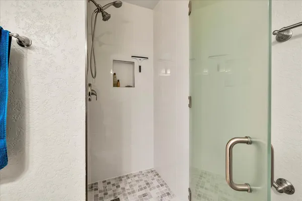 a bathroom with a shower