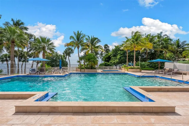 a view of swimming pool with a yard