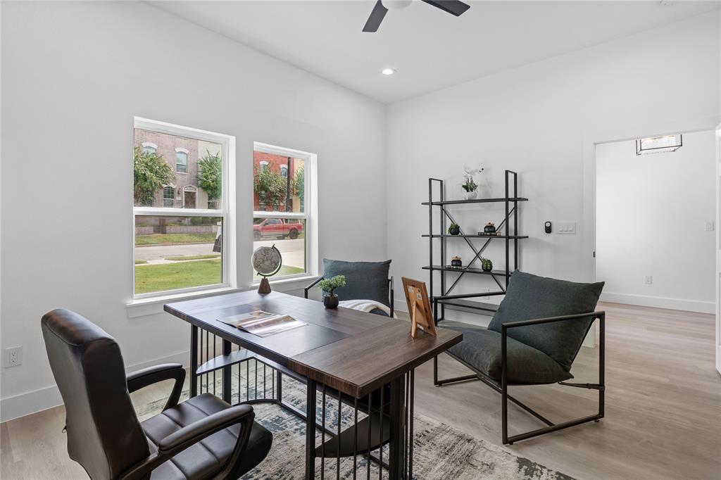 504 South Tennessee Street McKinney, TX 75069 - Photo 19 of 40 Office featuring light wood finished floors, recessed lighting, and ceiling fan