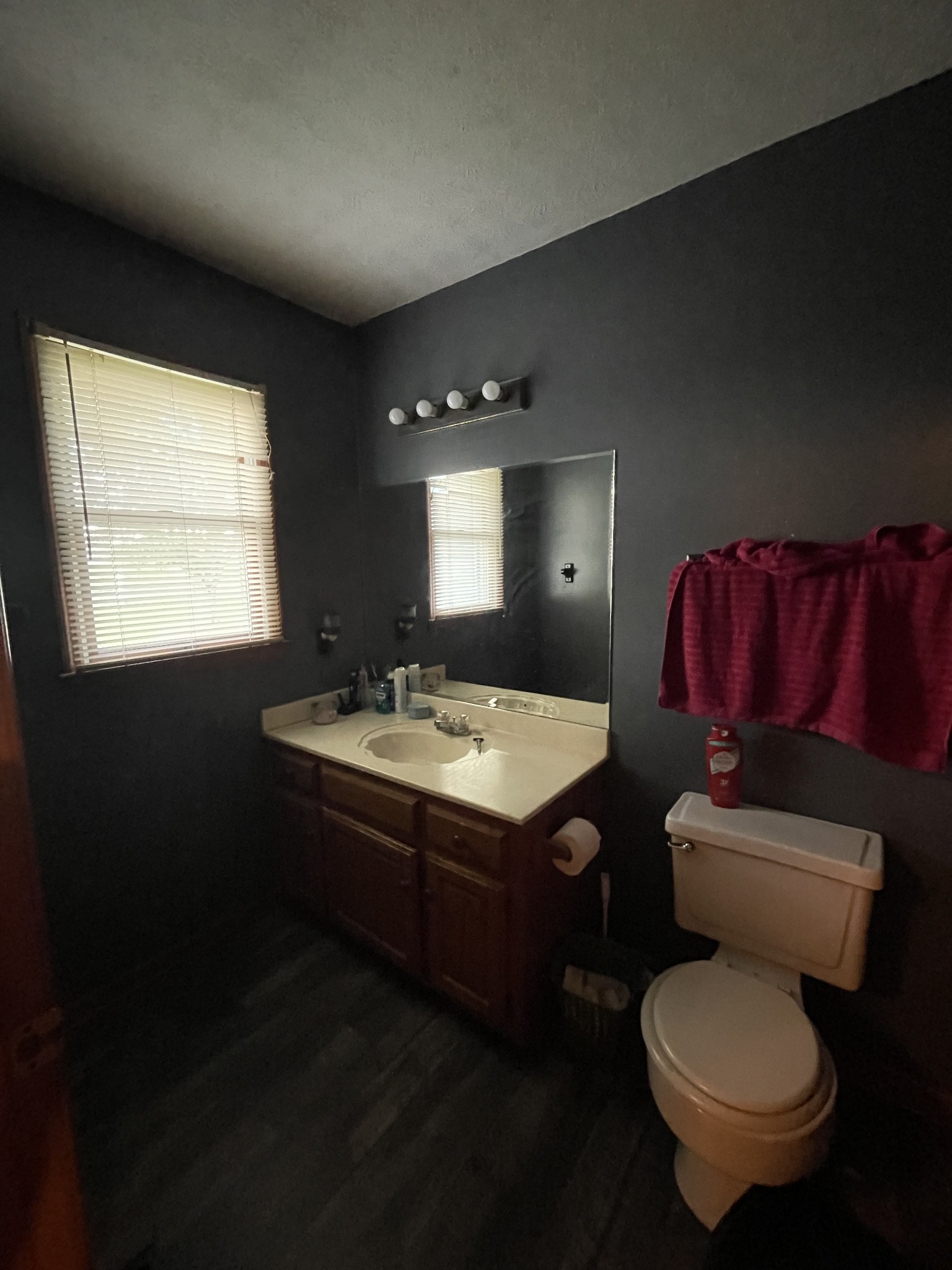 588 Gregory Road Westmoreland, TN 37186 - Photo 7 of 11 a bathroom with a toilet sink vanity granite and mirror