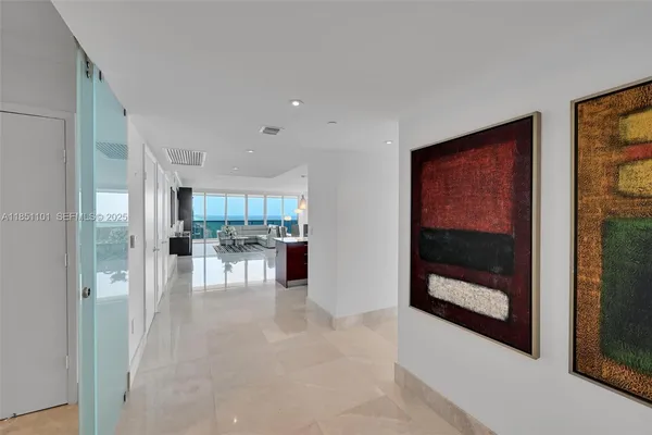 a dining room with furniture