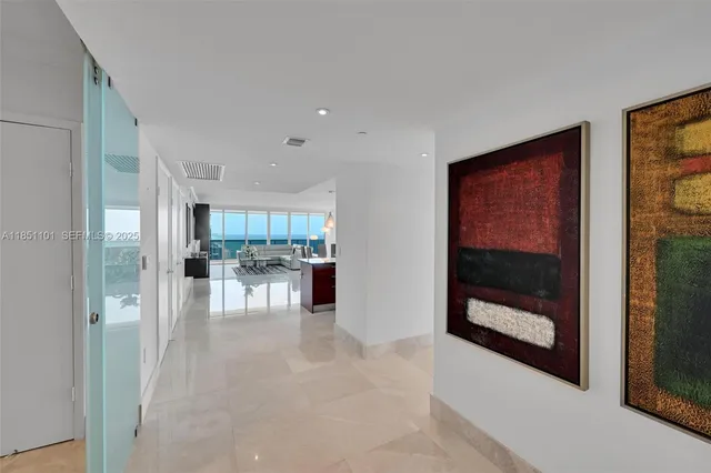 a dining room with furniture