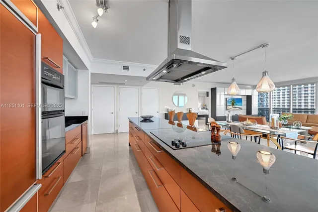 a kitchen with lots of counter top space