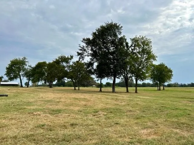 a view of tennis ground with trees in the background