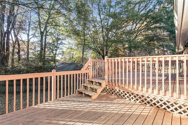 a view of wooden deck