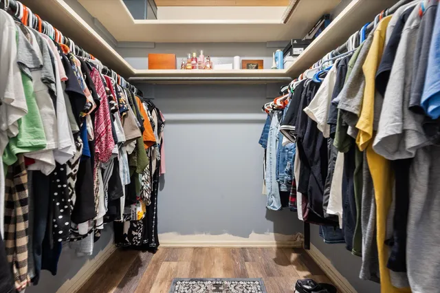 a view of a storage & utility room with closet area