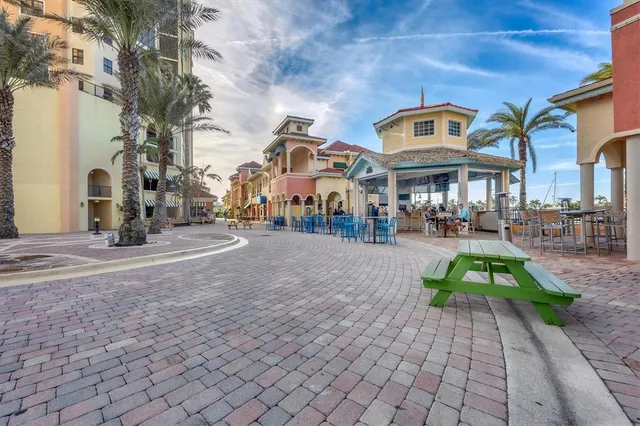 a view of a terrace with sitting area