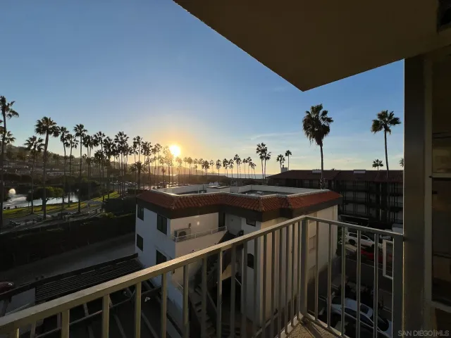 a view of a balcony with an outdoor space