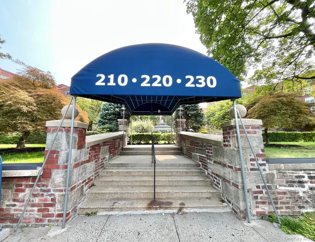 a view of a building with a garden