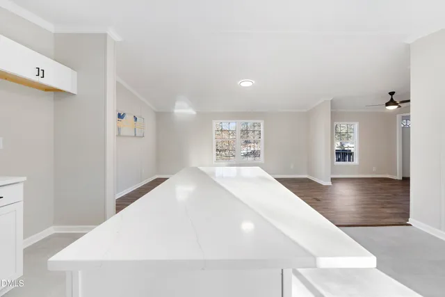 an empty room with windows