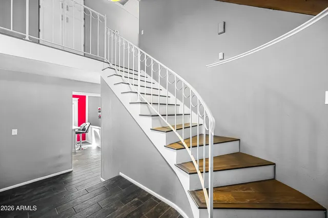 a view of entryway with wooden floor