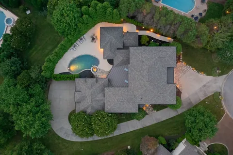 an aerial view of a house