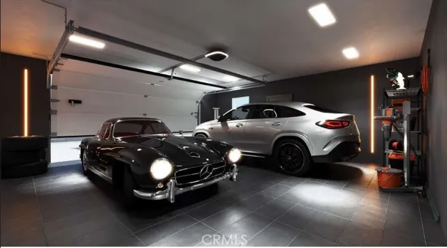 a view of a yard with wooden fence