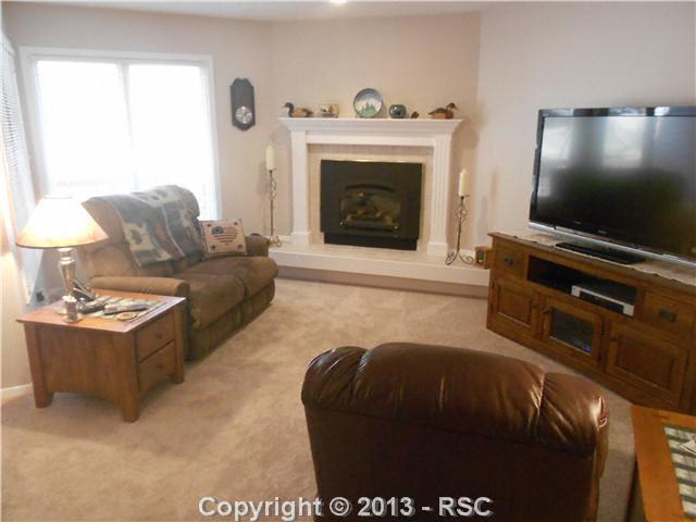 4827 Castledown Road Colorado Springs, CO 80917 - Photo 2 of 16 Living room with new carpet and gas fireplace
