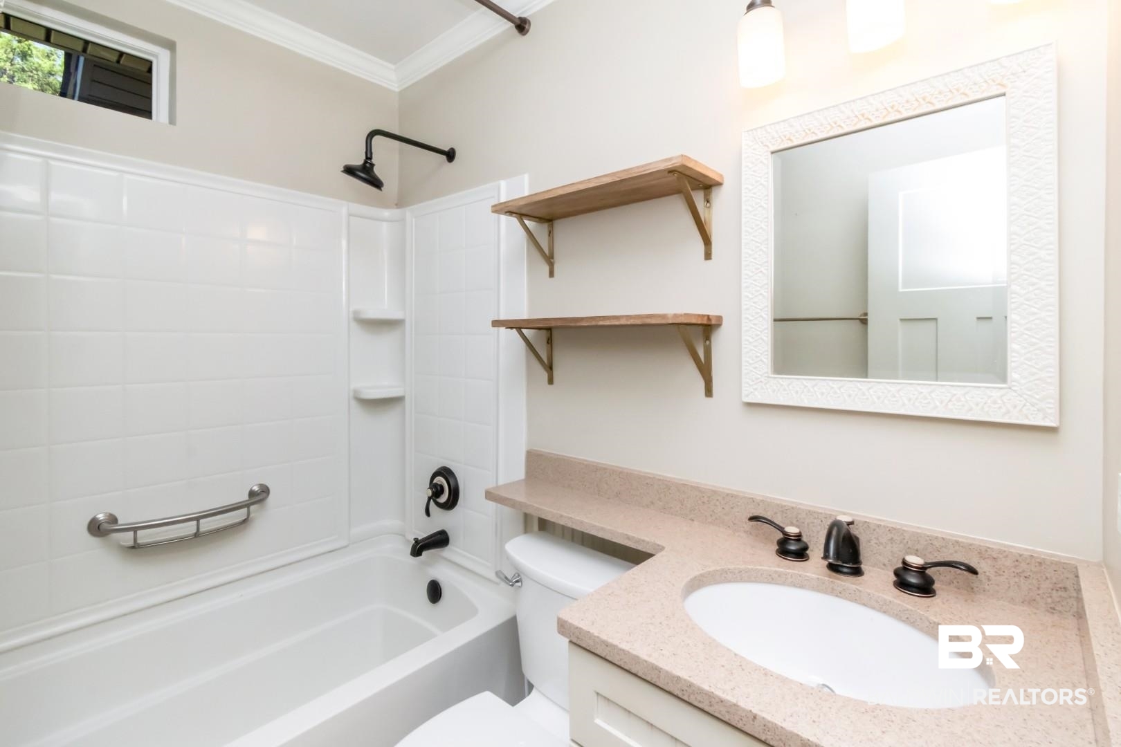 10 South Hathaway Road Mobile, AL 36608 - Photo 25 of 46 Full bathroom with bathtub / shower combination, vanity, and ornamental molding