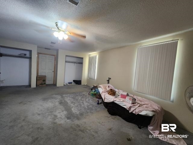 32749 Antietam Road Lillian, AL 36549 - Photo 6 of 47 Bedroom with a textured ceiling, ceiling fan, and carpet flooring