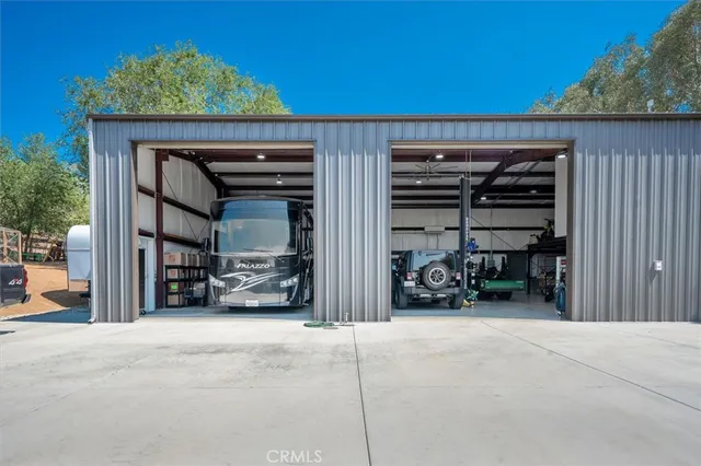 a view of a tree with a fire pit