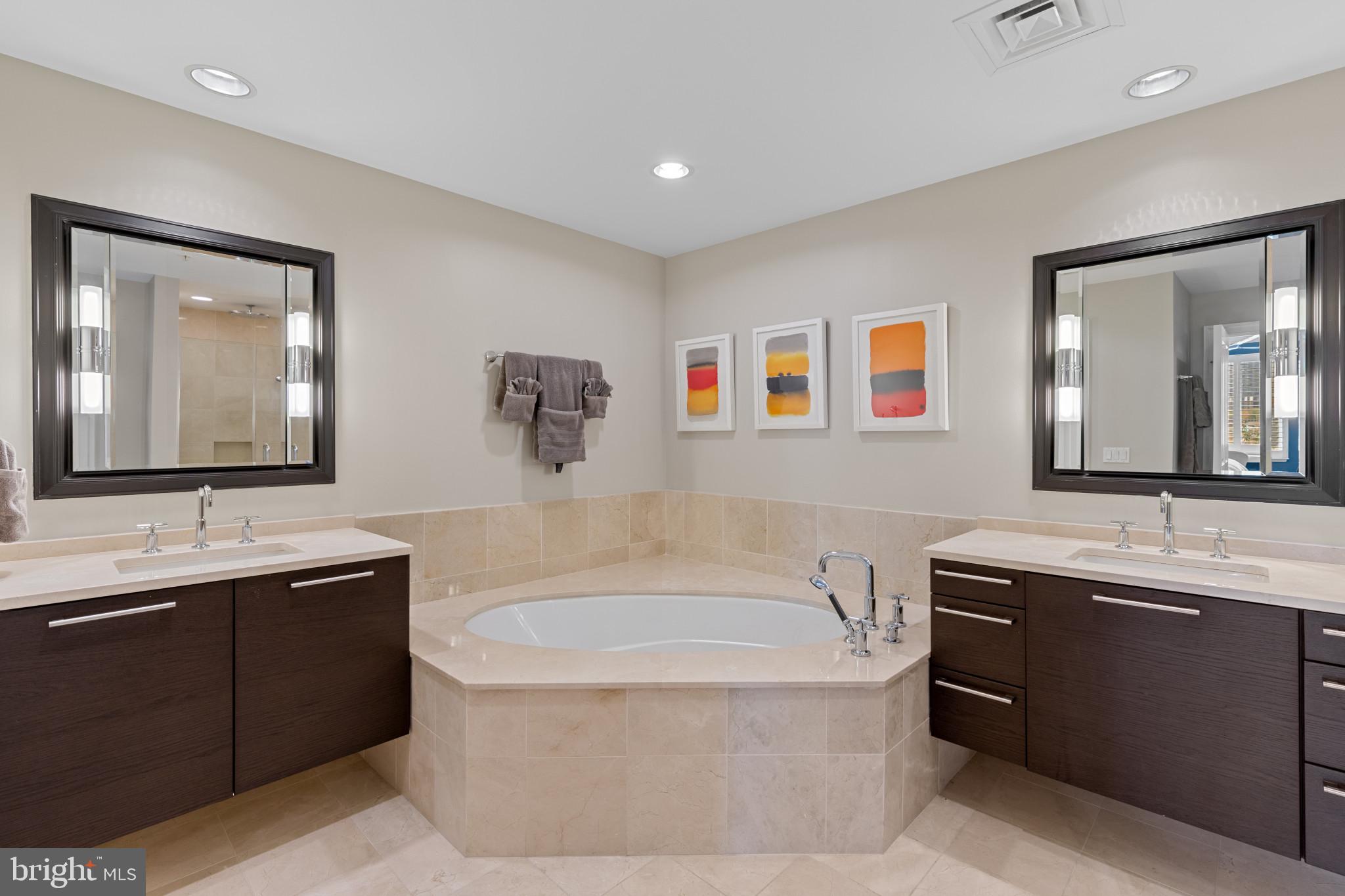 801 Key Highway, Unit 339 Baltimore, MD 21230 - Photo 25 of 44 a bathroom with a tub a sink and mirror