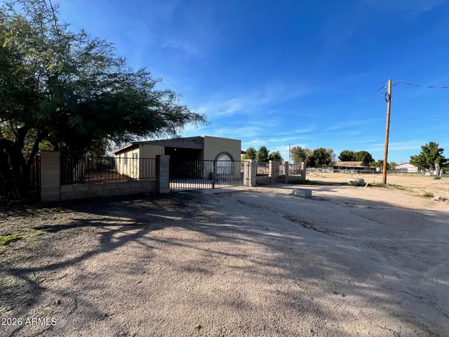 a view of a street with an outdoor space