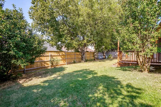 a view of a yard with a tree