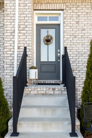 a view of a patio with a yard