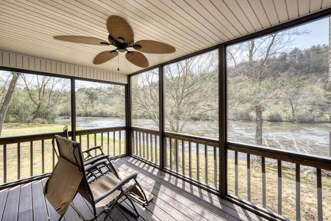 2121 Die Bend Road Murphy, NC 28906 - Photo 19 of 47 a view of a porch with furniture and wooden floor