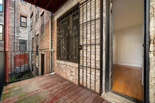 a view of a balcony from door