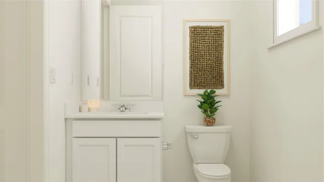 a bathroom with a sink a toilet and mirror