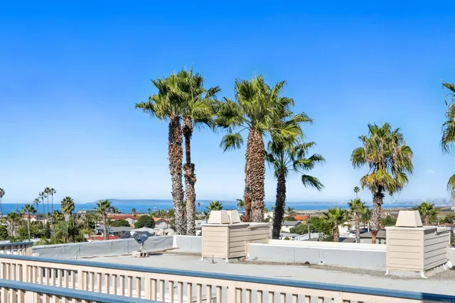 a view of a lake with a palm trees