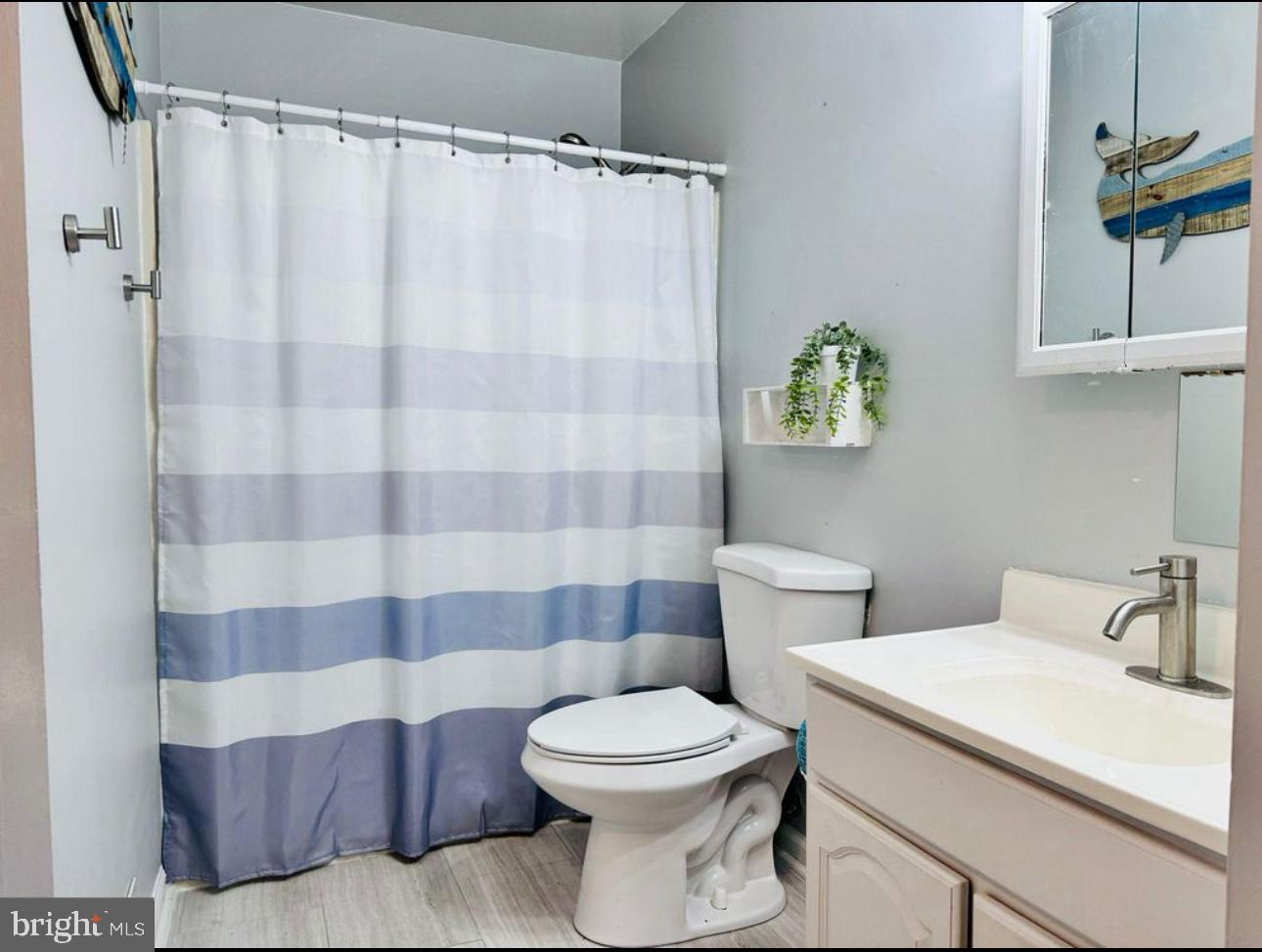 608 Tacketts Mill Road Stafford, VA 22556 - Photo 9 of 20 a bathroom with a sink a toilet and shower curtain