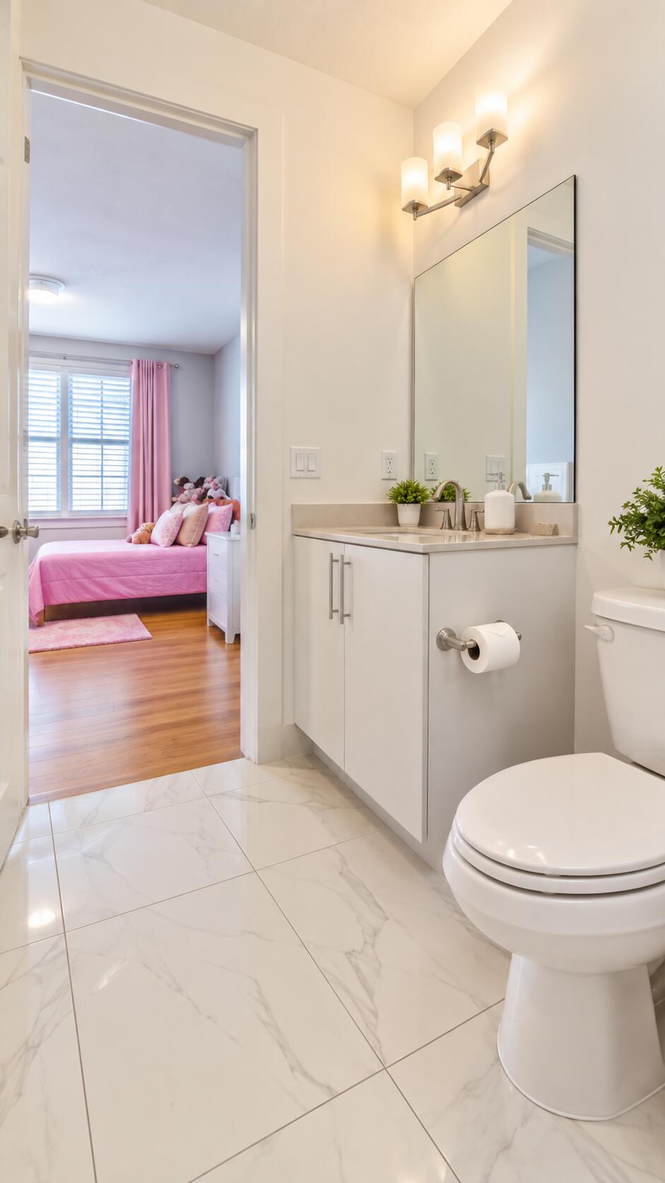20050 Hirono Lane Boca Raton, FL 33434 - Photo 23 of 71 Modern Bathroom with Pink Bedroom View