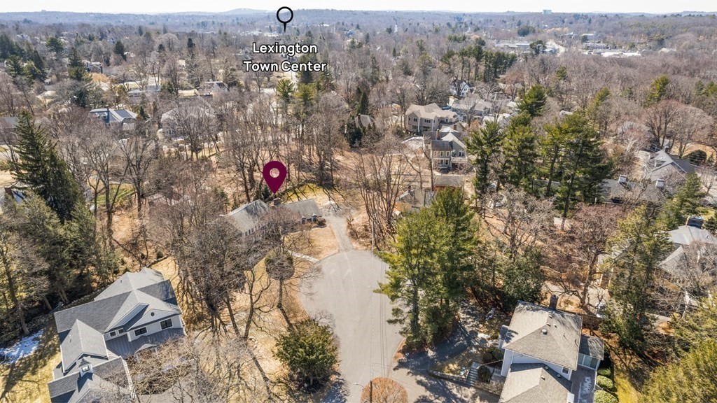 8 Juniper Place Lexington, MA 02420 - Photo 40 of 42 an aerial view of residential house with outdoor space and trees all around