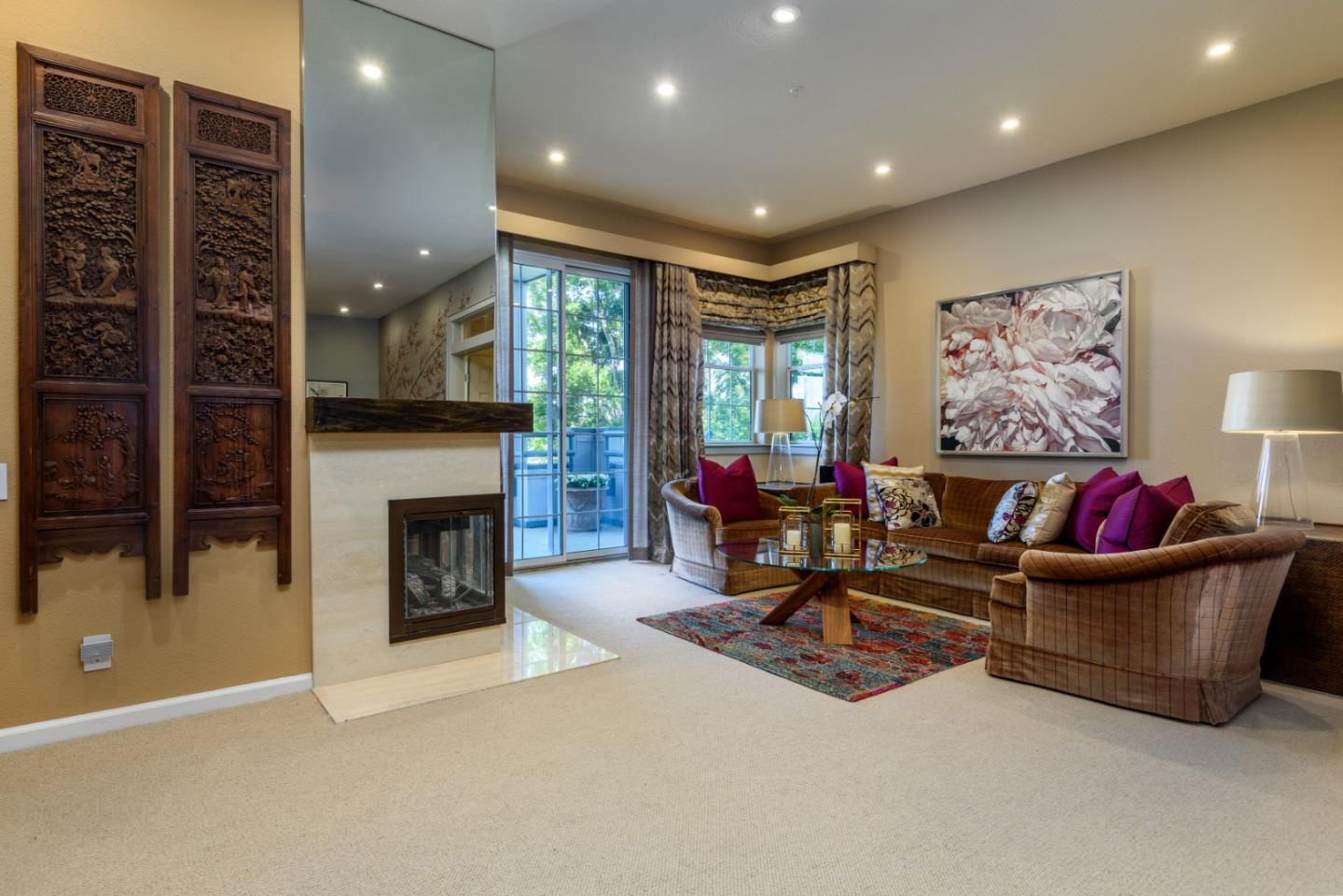 720 Promontory Point Lane, Unit 2106 Foster City, CA 94404 - Photo 8 of 35 a living room with furniture a fireplace and a flat screen tv