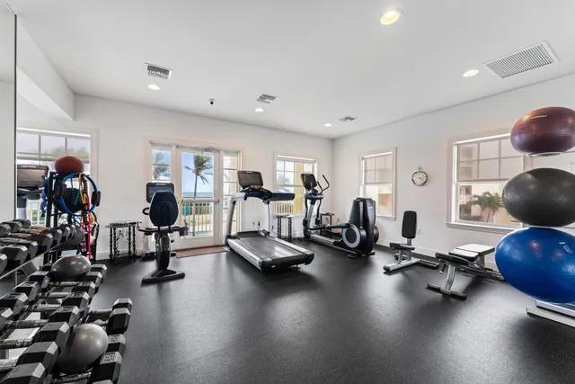 a view of a room with gym equipment