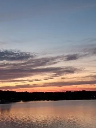 a view of lake and mountain