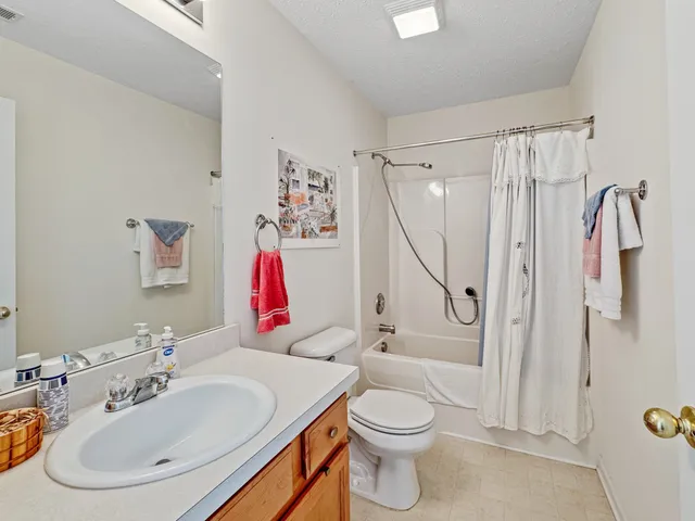 a garden view with a seating space