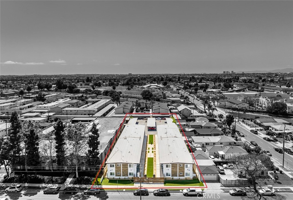an aerial view of a building