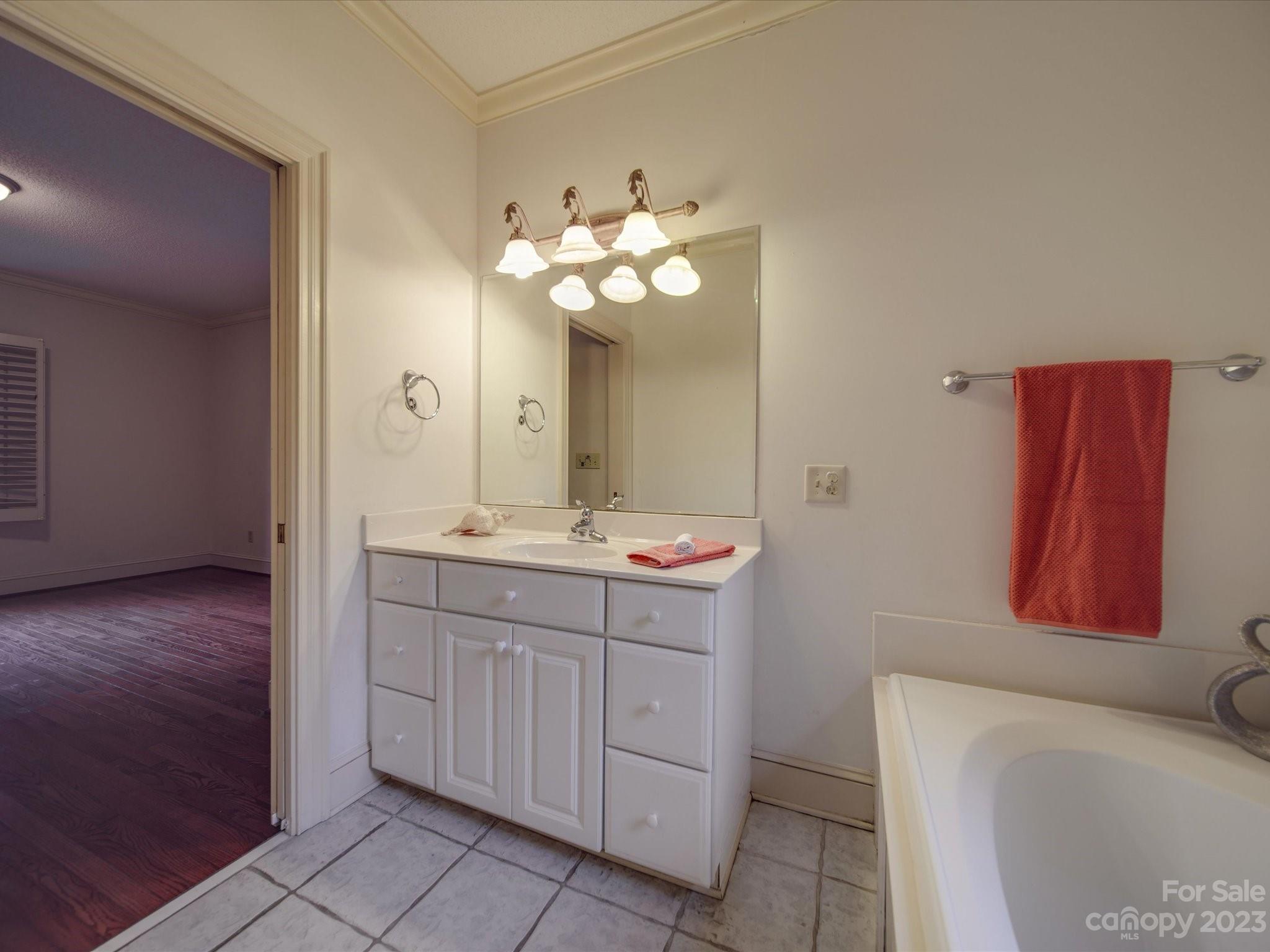 1939 Neel Road Salisbury, NC 28147 - Photo 38 of 48 a bathroom with a double vanity sink mirror and a bathtub
