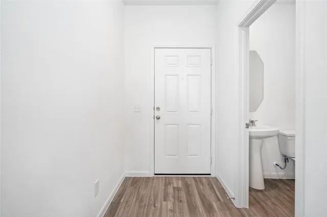 an empty room with windows