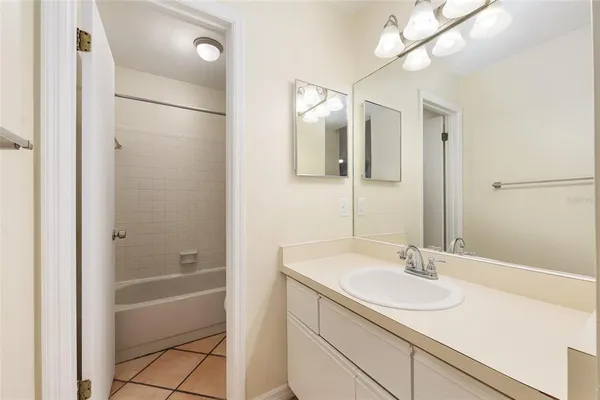 a bathroom with a bathtub