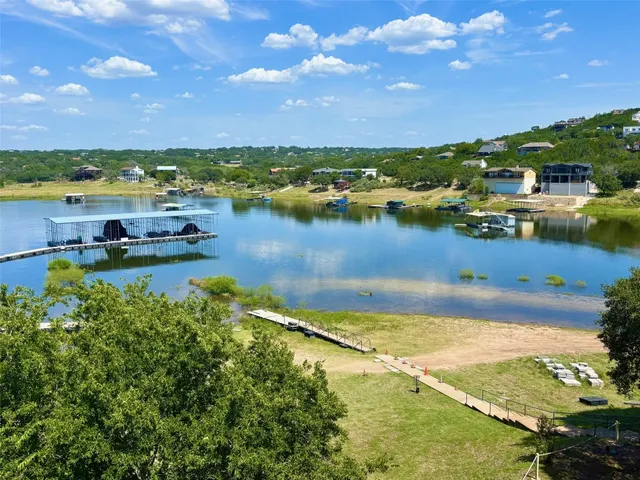 a view of a lake with houses